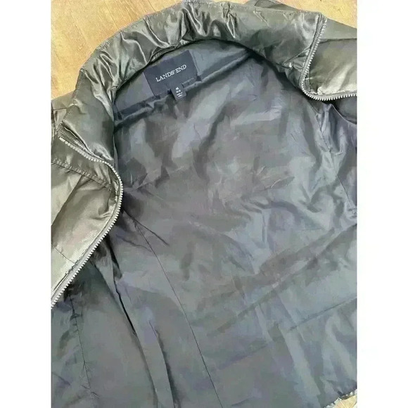 Lands' End Down Feather Puffer Vest Shiny Gray Full Zip Women's Size M - Picture 14 of 16